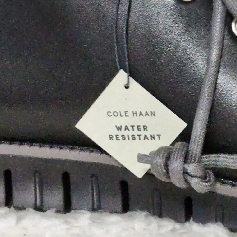 Cole Haan Zerogrand Water Resistant Leather Hiker Ankle Combat Boots Black 9 New